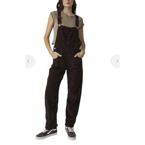 Free People We The Free Ziggy Corduroy Brown Straight Leg Overalls Size Large